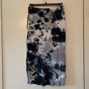 Ribbed Tie Dye Stretchy Fitted Skirt